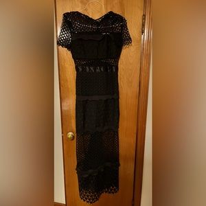 Mesh Black Star Maxi Dress